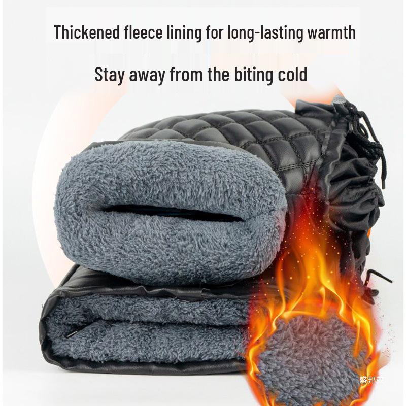 Thick Fleece-Lined Waterproof Handlebar Covers for Cold Weather Motorcycling
