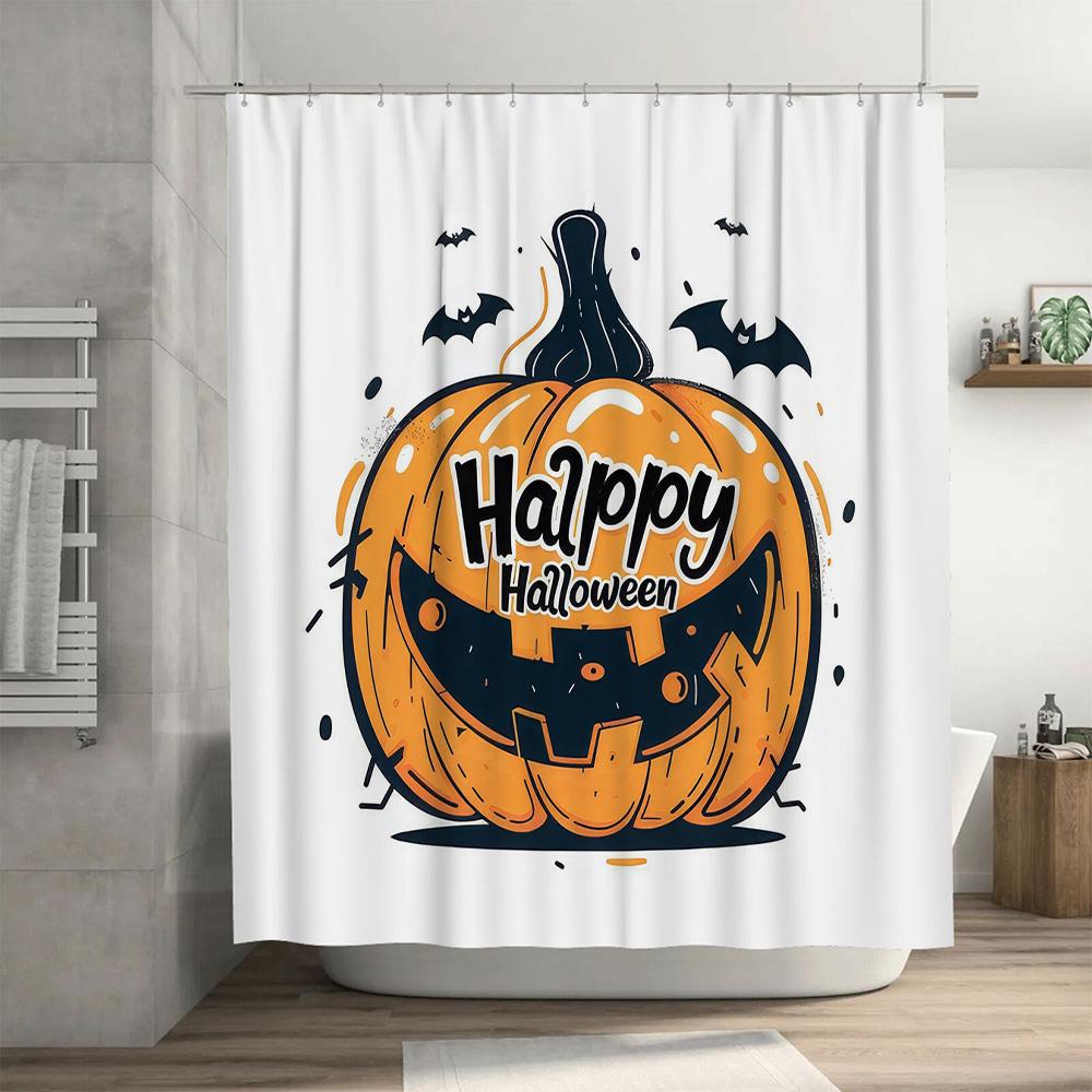 Halloween pumpkin shower curtain Halloween-themed bathroom decor Happy Halloween waterproof curtains for home decoration