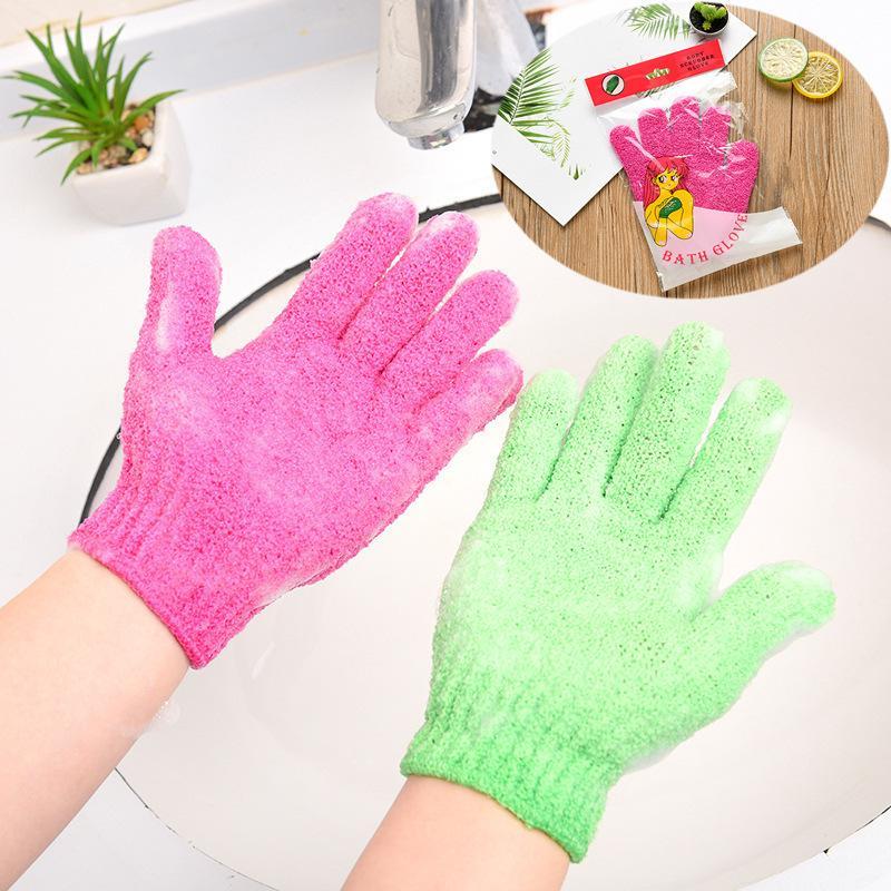 2Pcs 2-in-1 Exfoliating Bath Gloves Massage Peeling Shower Scrub Mitts for Full Body Skin Smoothing Care
