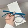 Irregular Rim Non-Prescription Eyeglasses  New In Stylish Trendy Design Oversized Blue Light Blocking Women Eyewear