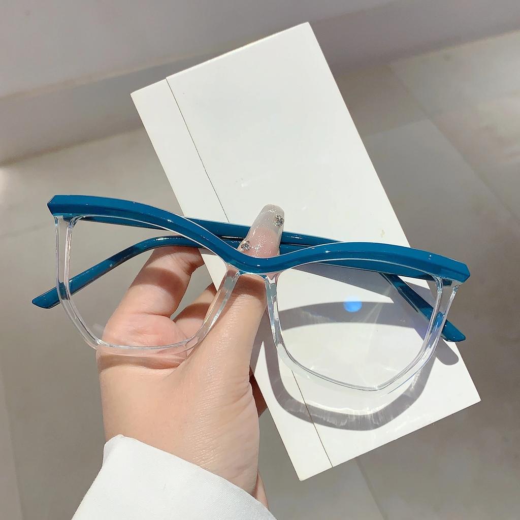 Irregular Rim Non-Prescription Eyeglasses  New In Stylish Trendy Design Oversized Blue Light Blocking Women Eyewear