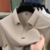 Men's Casual and Fashionable Solid Color Short Sleeved Polo Shirt Comfortable and Versatile Summer T-shirt