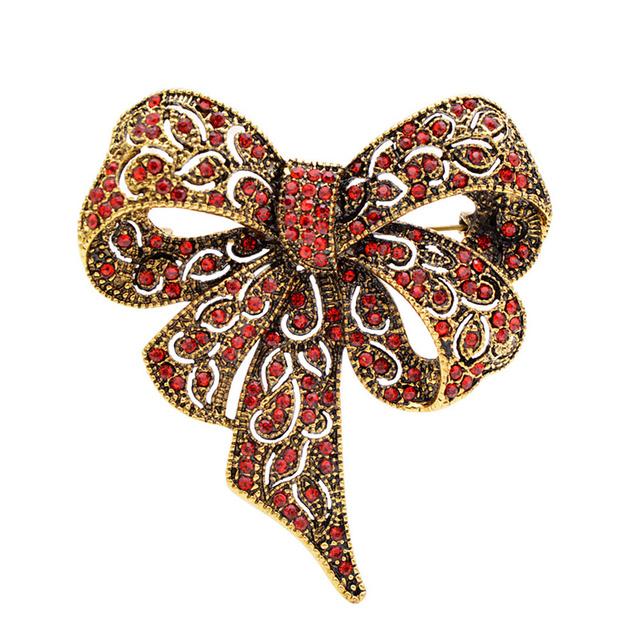 Rhinestone High -End Bow Brooch Fashion Retro Corsage Winter Clothing Accessories Women