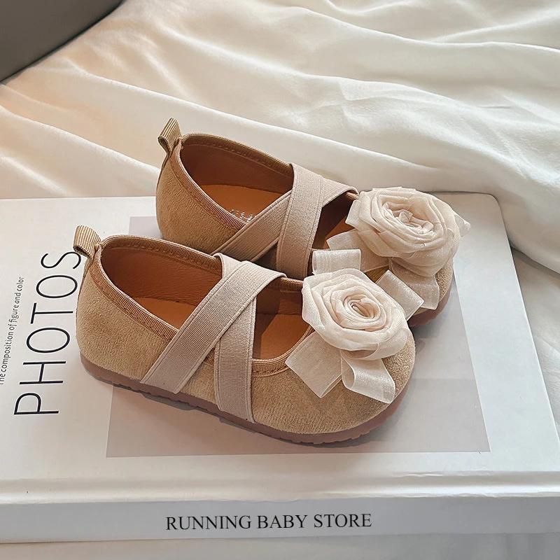 

New Kids Floral Children Appliques Shoes Baby Girls Shoes Toddler Fashion Flat for Baby Girl Moccasin Princess Rose Shoes H09274 21 абрикосовий