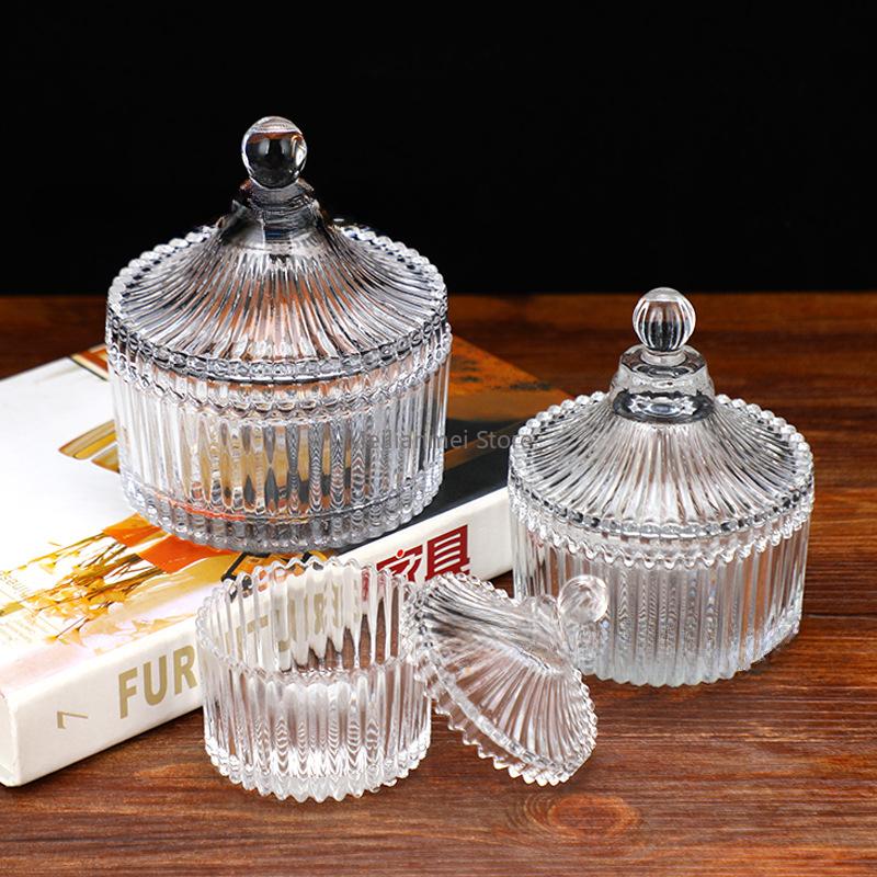 Transparent Glass Jar Yurt Food Roman Jar with Lid Handmade DIY Candle Holder Candy Storage Jars Home Decor Bottles Jars Boxes