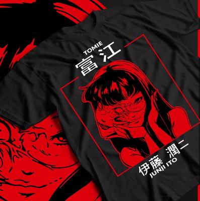 Junji Ito Uzumaki Tričko, Hororové Anime Tričko, Guro Japonské Tričko, Vtipné Černé Tričko.