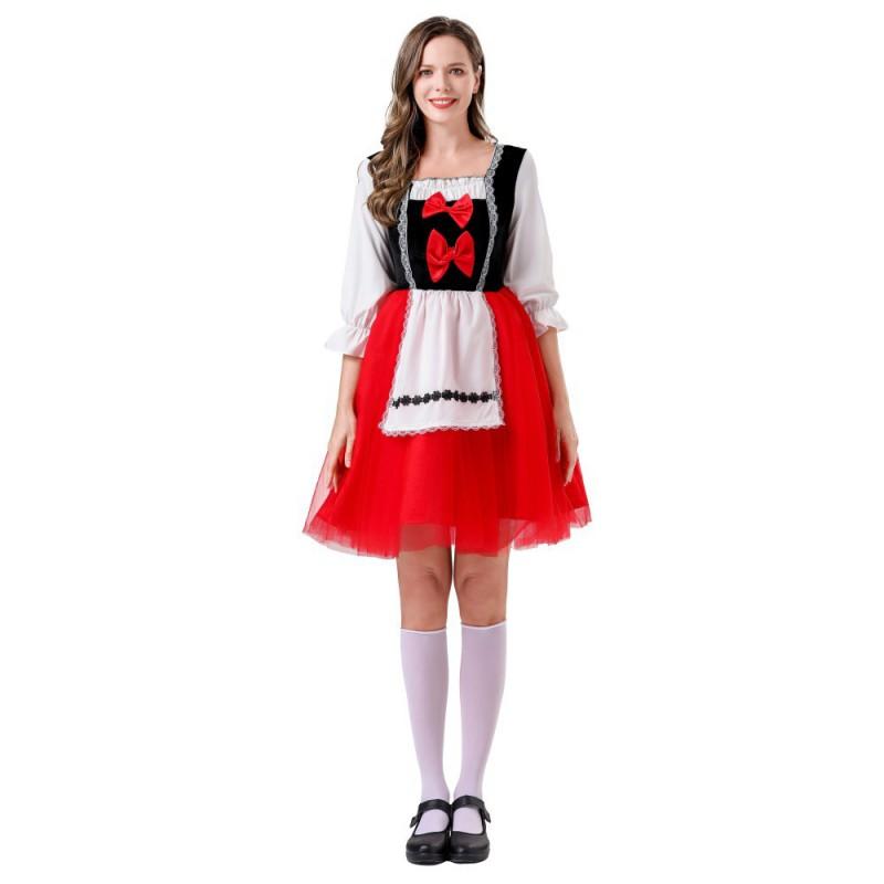Adult Womens Red Riding Hood Cosplay Costume Dress With Cape Fantasy Role Play Outfit Stage Party