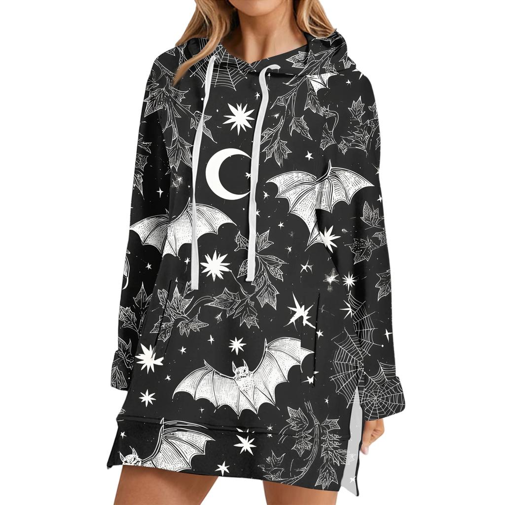 Women's Casual Long Sleeve Halloween Print Pullover Hoodie Sweatshirt