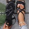 Women Sandals 2025 Summer New Women Flat Bottom Roman Sandals with Non Slip Rubber Soles Ladies Daily Sandalias De Mujer