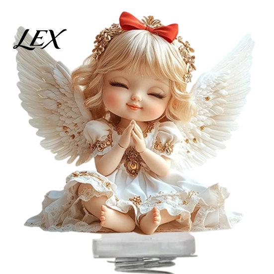 Desktop Decorative Figures Angel Girl Car Spring Ornament, 2D Double Sided Acrylic Dashboard Bouncing Healing Office Desk Ornament Decor with Adhesive