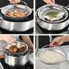 Stainless Steel Food Steamer Basket Pressure Cooker Steamer Basket With Handle Steaming Grid Drain Strainer Cooking Utensils