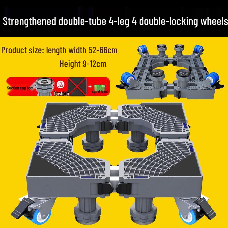 Grauer Verstellbarer Mobiler Waschmaschinenständer mit Rädern und Bremsen