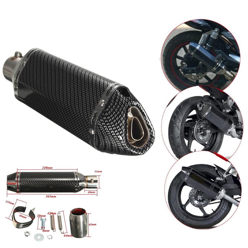 Buy 3851MM Motorcycle Street Bike Carbon Fiber Exhaust Muffler Pipe