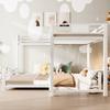 Letto a castello in metallo a L 90x200 sopra 140x200, Bianco