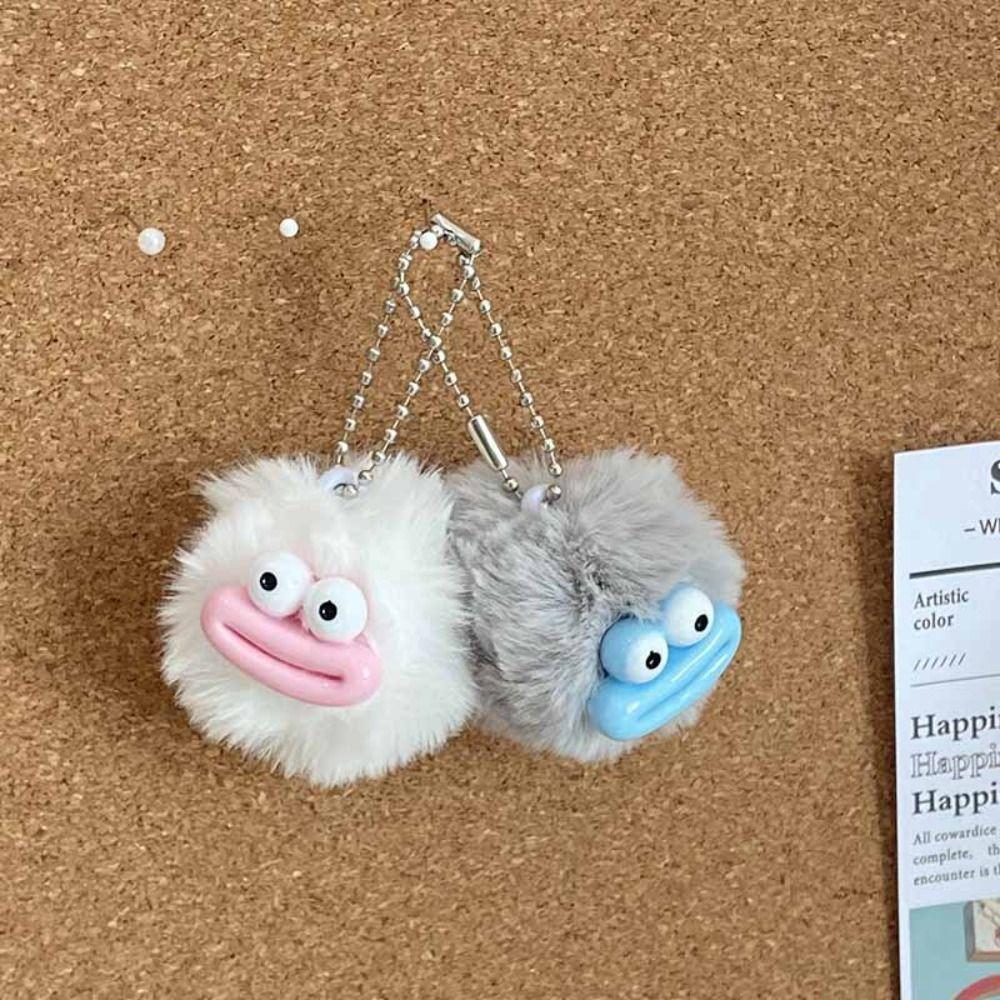 Mini Sausage Mouth Keyring Cartoon Big Mouth Plush Pendant Funny Clown Keychain  Backpack Decor