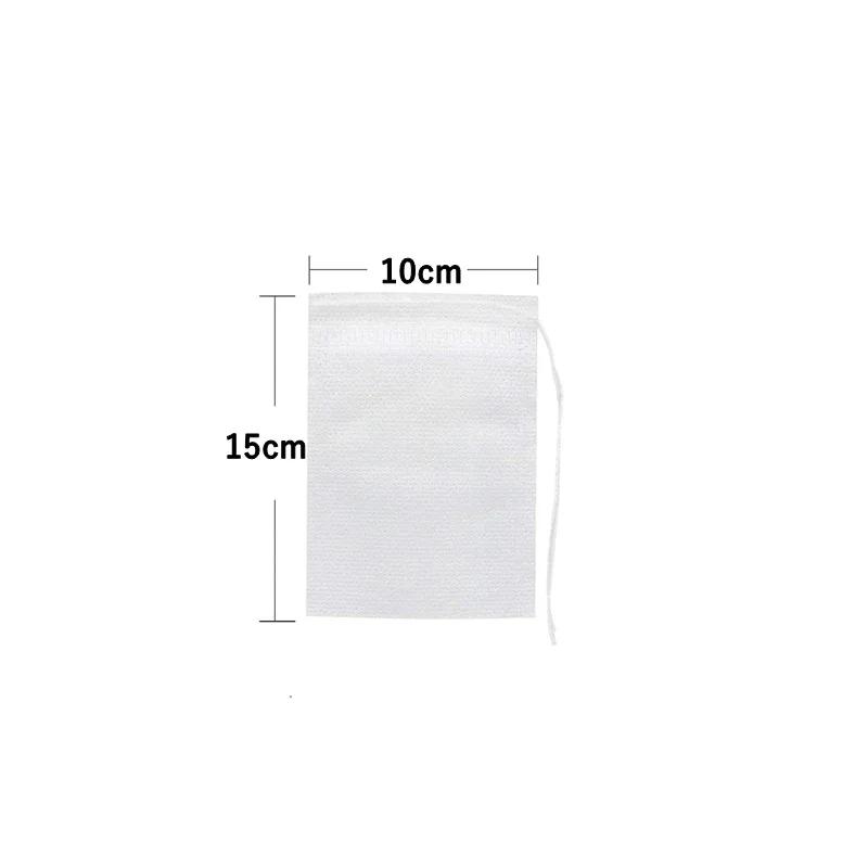 100pcs Disposable Tea Bags Non-woven Fabric Tea Filter Bags with Drawstring Filter Paper Teabags for Loose Leaf Tea Herb Teaware