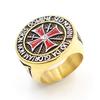 Mens Gold Red Cross Ring Titanium Steel Vintage Gothic Cross Finger Ring for Men