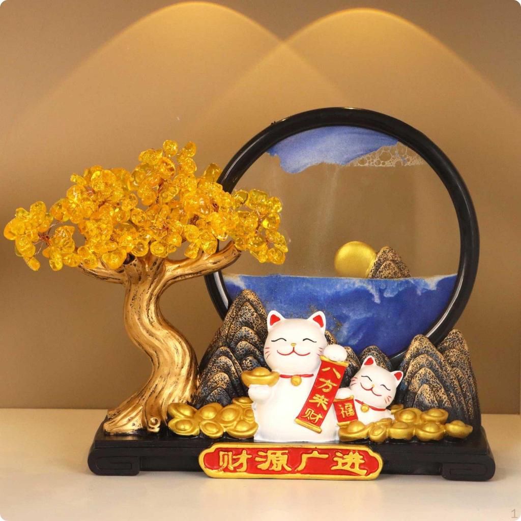 Prosperity Tree Figurine Decor Wealth and Resin Fortunate Cat Decoration Good Luck Moneys