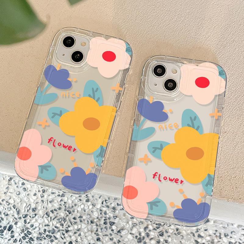 Transparent Phone Case For Samsung S25 Ultra Galaxy S24 Plus S23 S22 S21 S20 FE Shockproof Soft TPU Silicone Flower Funda Cover