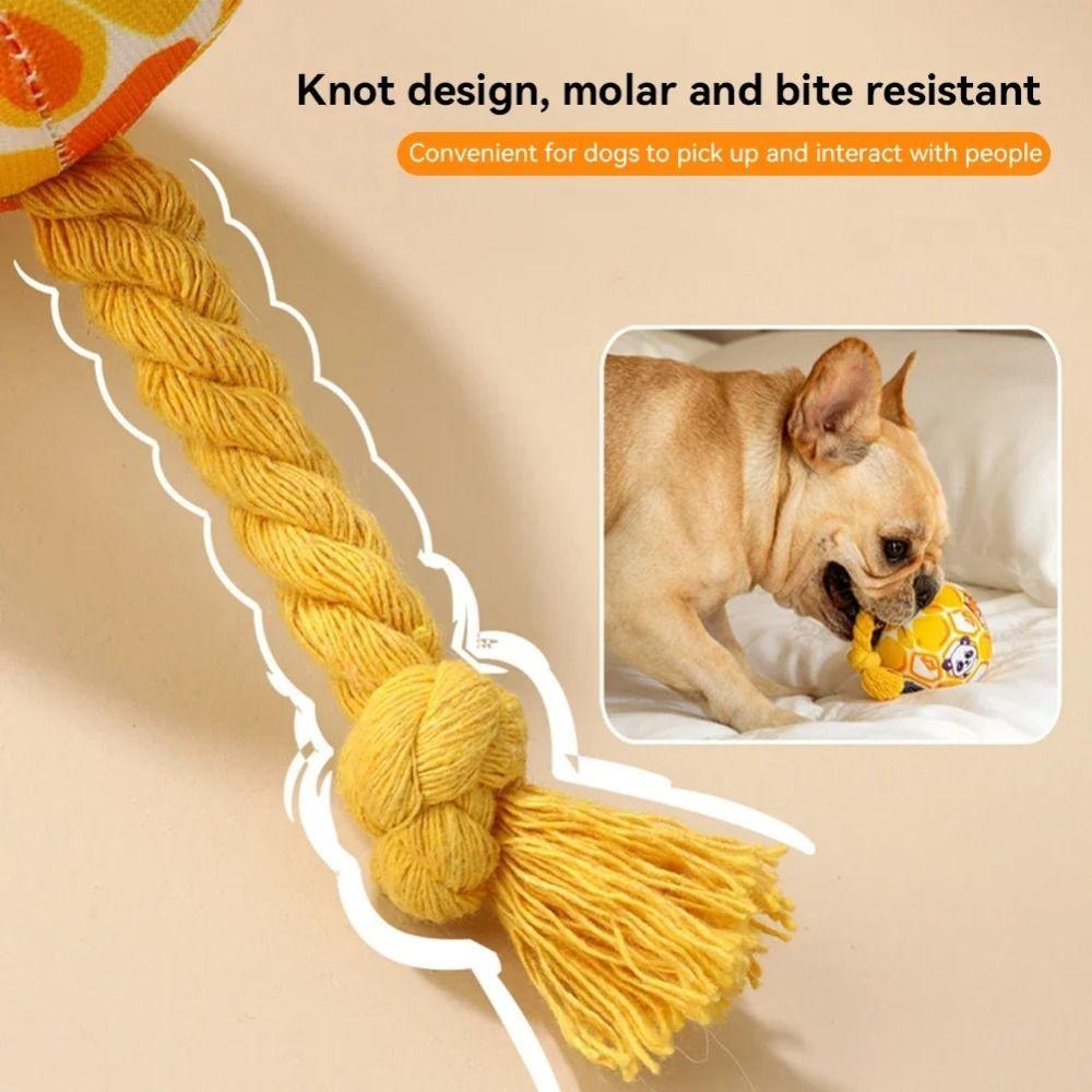 PP Cotton Filling Dog Ball with Rope Knot Ringing Pet Sound Interactive Bell Bite Resistant Doggy Disc Ball Solve Boredom