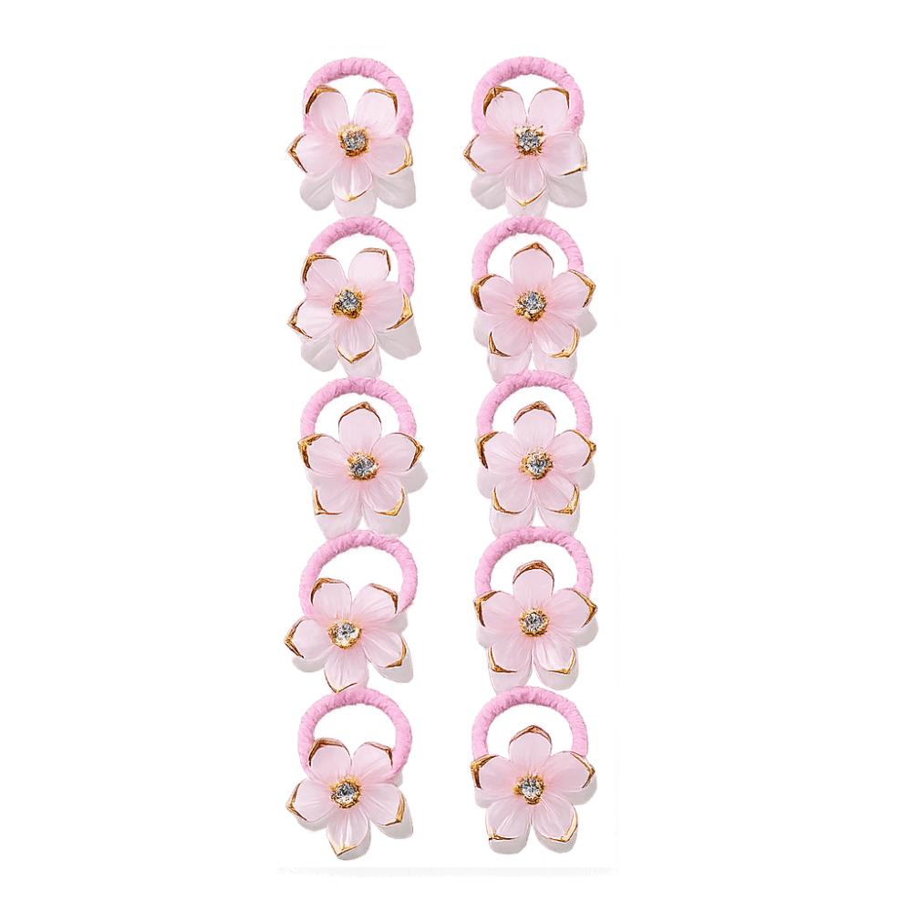 10pcs Durable Floral Elastic Hair Ropes High Elasticity Braiding Elastic Rubber Bands  Leisure