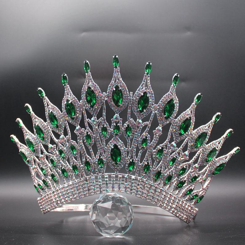 Catwalk Pageant Crown Stage Oversized Adjustable Rhinestone Crown Festive Party Headwear