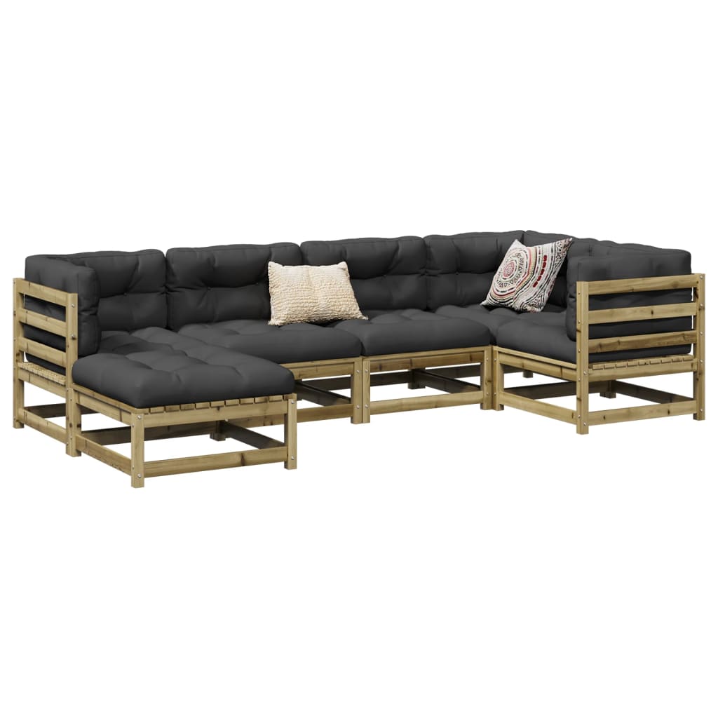 6 Piece Garden Sofa Set Pressure Treated Pine Wood