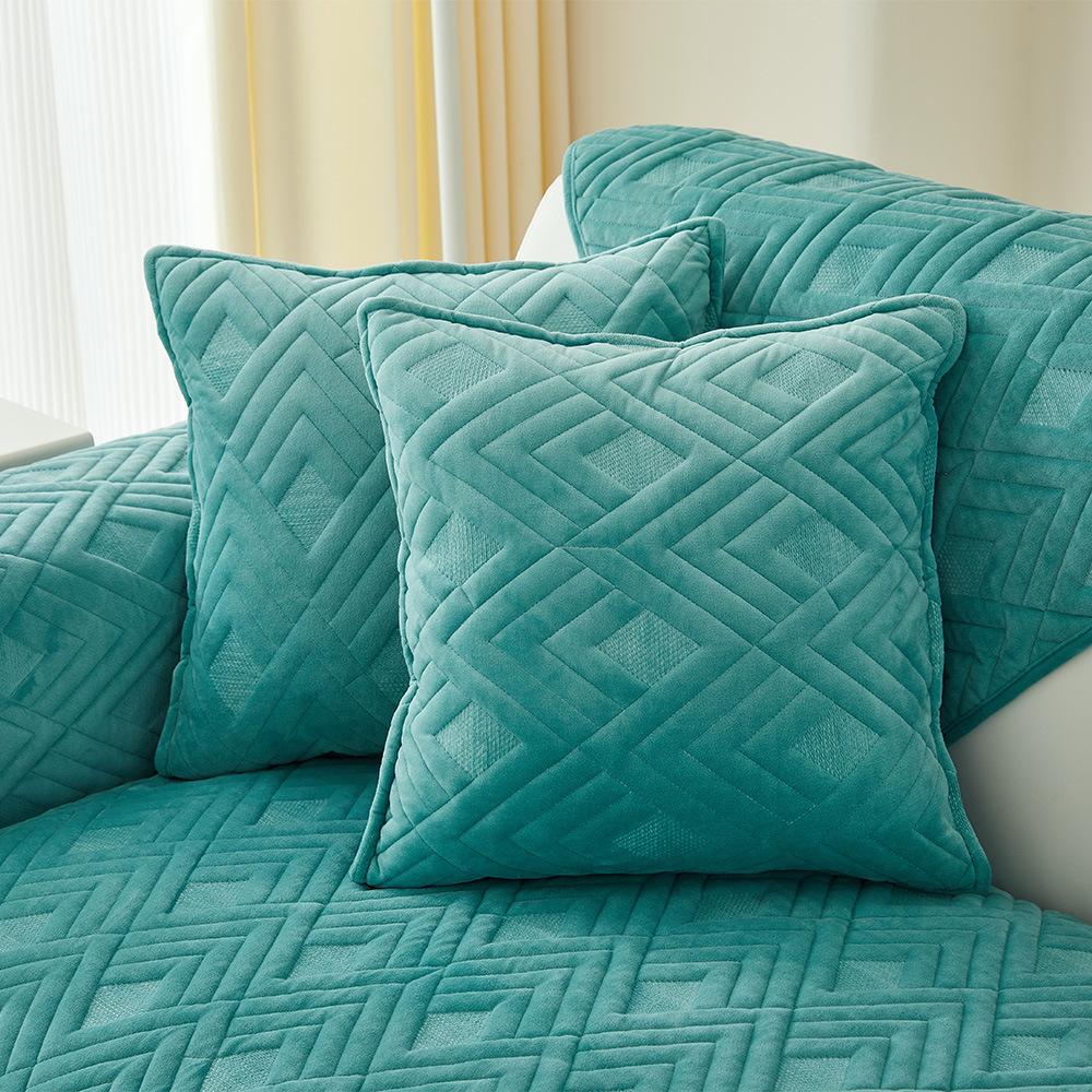 Winter Crystal Velvet Sofa Cushion Solid Color Simple Modern Plush Thickened Non-Slip Sofa Cover Cover Towel