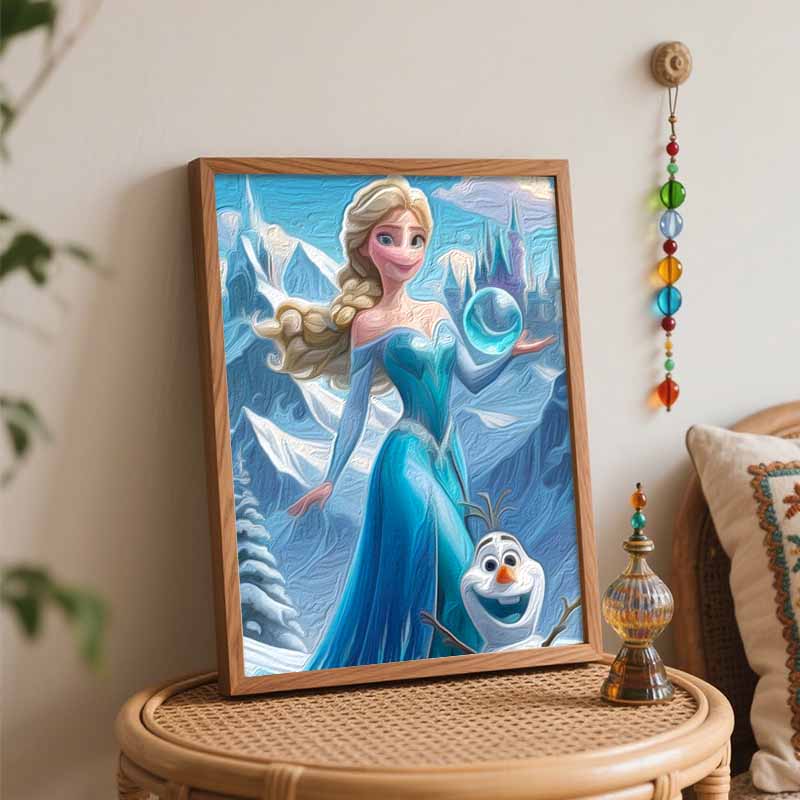 Disney Elsa Olaf Snow Castle DIY Oil Painting Art Painting Kit Home Wall Decor Handmade Gift Beautiful Anime Character Decor For Room