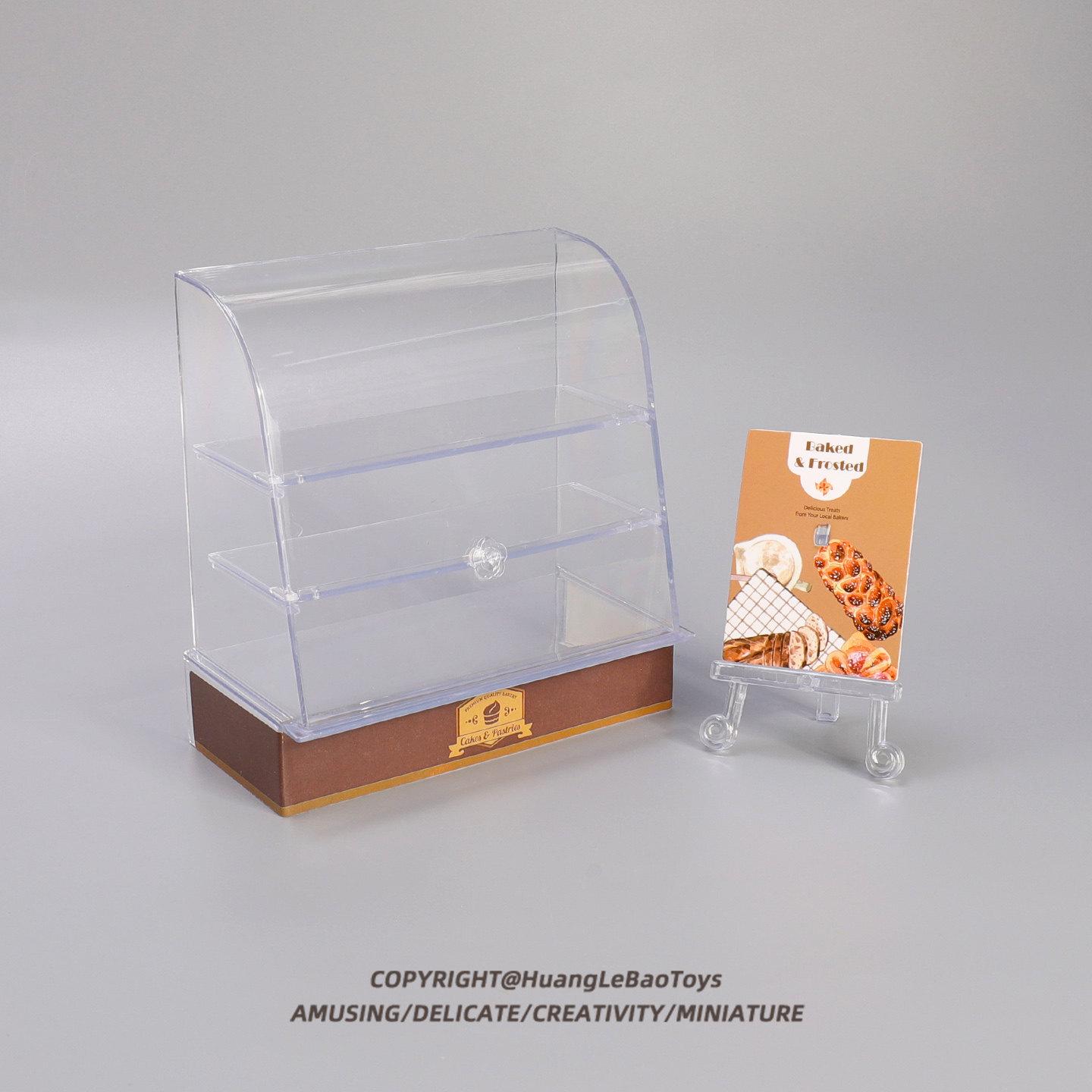 Miniature Dollhouse Dessert Display Cabinet with Birthday Cake Ornament
