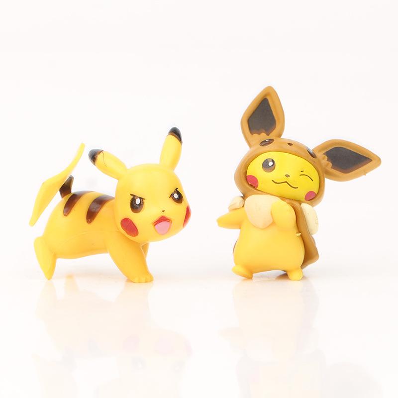 8Pcs/1Set Pocket Monsters Anime Figure Kawaii Pikachu Q Version In Disguise Action Figures PVC Collection Figure Dolls Toy Gift