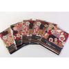 Perfect as a gift! Pre-wrapped, boxed set of 5 gold brocade Japanese-style kimono coasters (Benisakura)