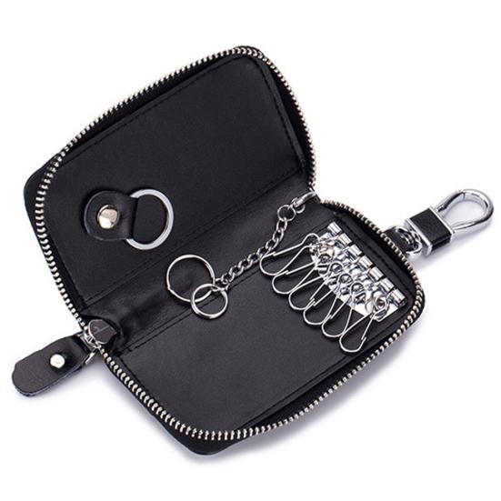 Multifunctional Zipper Genuine Leather Car Key Storage Bag Pouch Case Cover