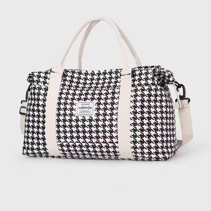 

Houndstooth Large Capacity Travel Bag - Short-Term Business, Handheld, Rolling Suitcase, Storage & Fitness Bag