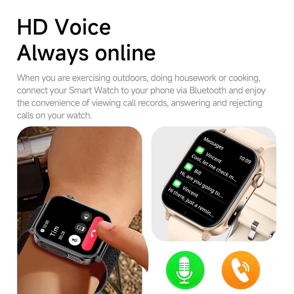 LUCKY START Type-C Fast Charging Smart Watch Men Women Health Manager Bluetooth Call LED Flashlight Waterproof Sport Fitness Smartwatch