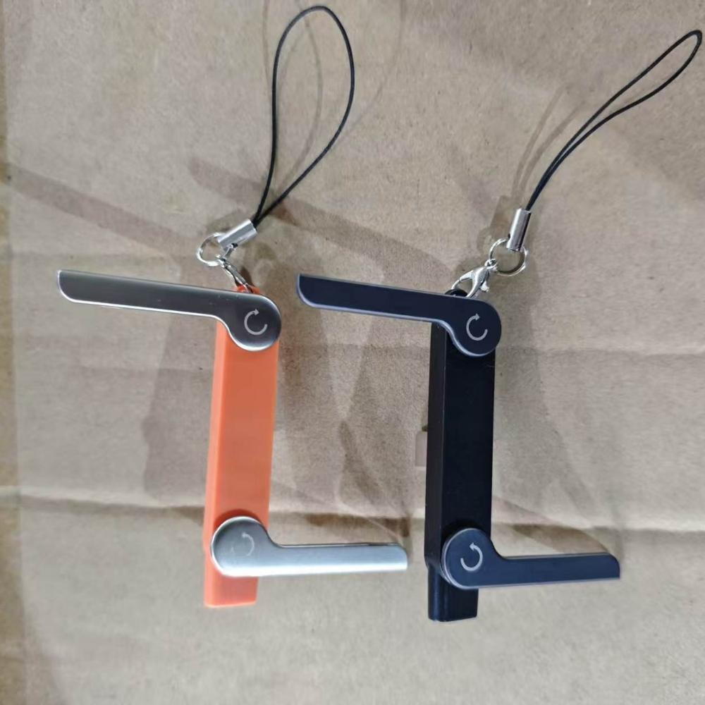 2-in-1 Typ-C Stecker auf Buchse Adapter, 360° drehbarer faltbarer Handy-Ständer, Schnelles Laden für Gaming-Handy, Schwarz Orange Mit Lanyard