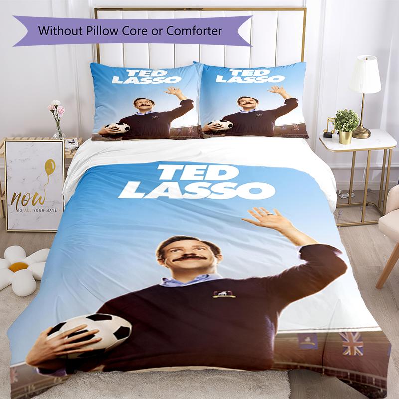 3pcs Ted Lasso Bedding Set Duvet Cover Closure Includes 1 Duvet Cover & 2 Pillowcases, Soft and Comfortable for All Seasons.