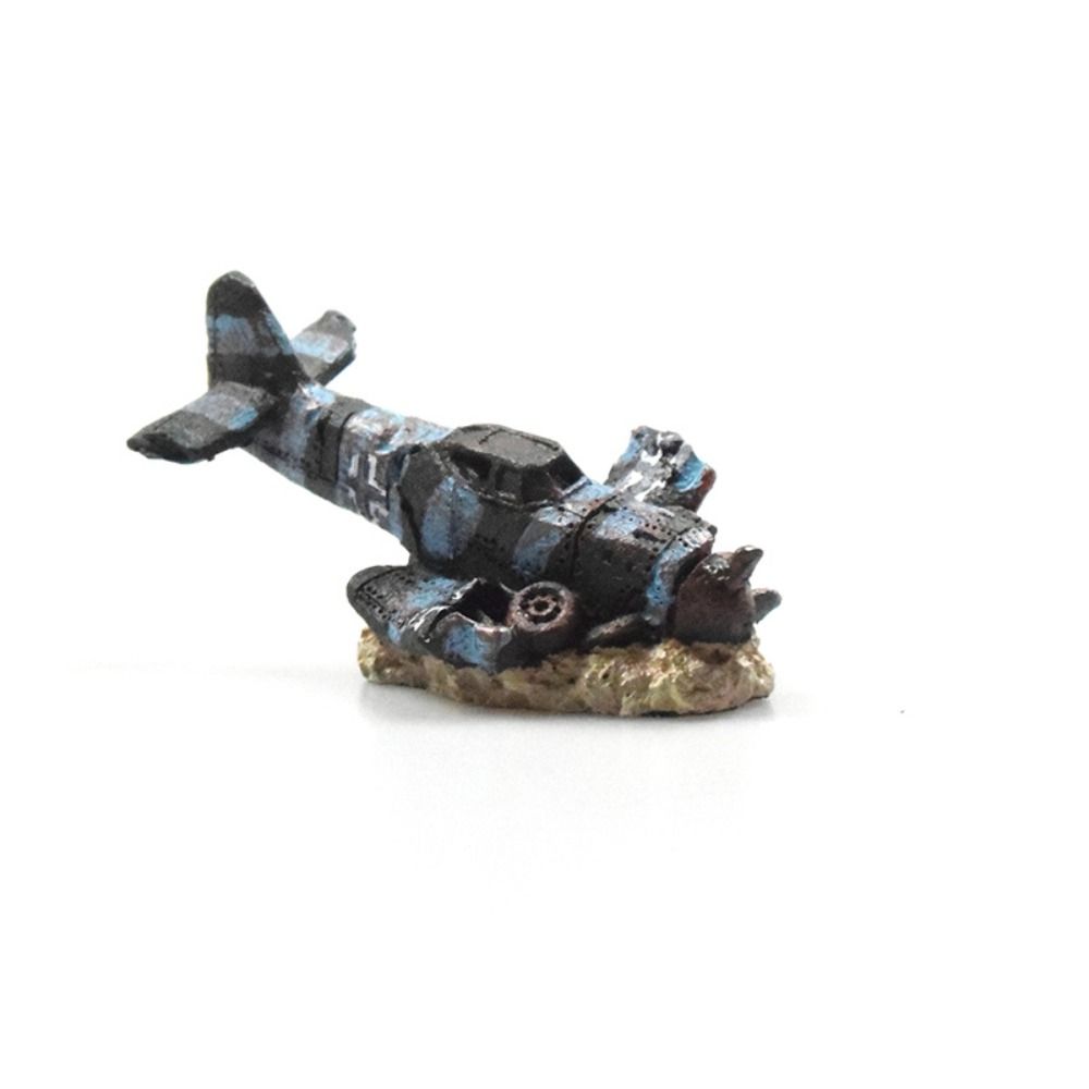 Craft Airplane Wreck Aquarium Ornament Miniature Desktop Knick-knack Aquarium