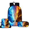 Trendy Popular Novelty wolf 3D Print 3pcs/Set pupil School Bags Laptop Daypack Backpack Inclined shoulder bag Pencil Case