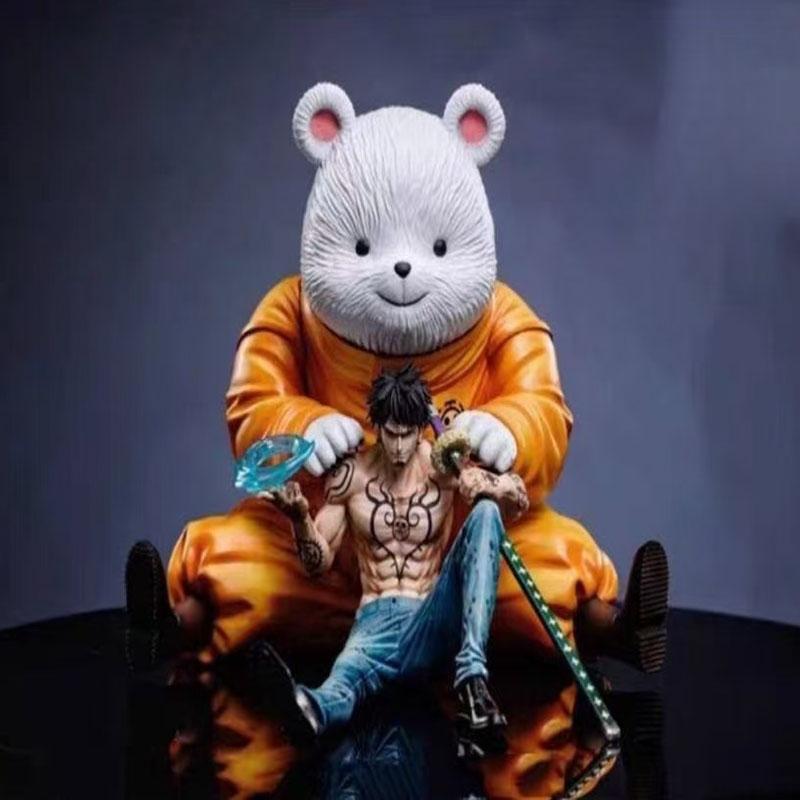 Anime One Piece Sitting Posture Trafalgar Law Bepo Figure Pvc Action Cute Figures Model Collection Decoration Toys Gift