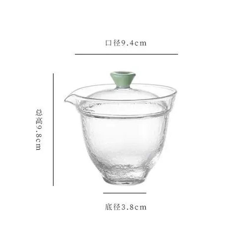 200ml Hammer Pattern Heat-resisting Glass Gaiwan Tea Tureen Tea Bowl with Lid Tea Brewing Cover Bowl Kung Fu Tea Cup Set