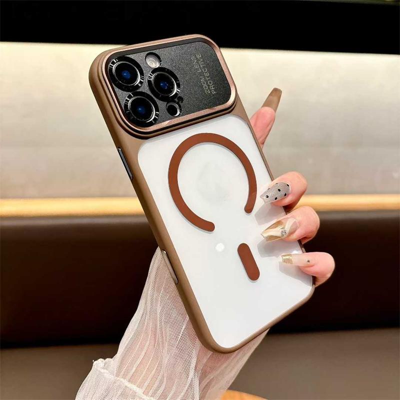 Luxury Fashion Acrylic Phone Case For iPhone 17 Pro Max 17 Air 16 15 14 Pro Max Magnetic Wireless Charge Armor Cover