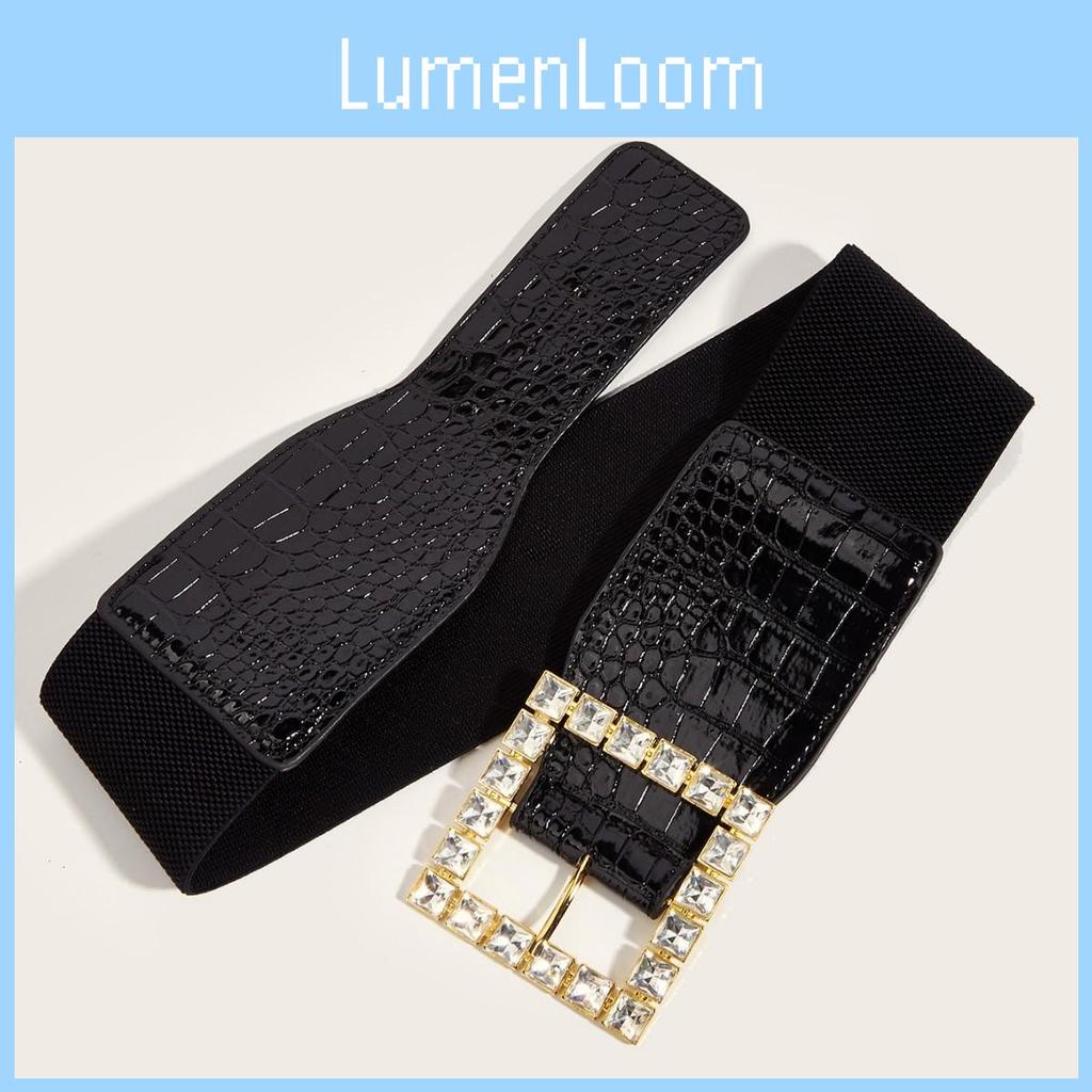 Winter Fashion Leather Wide Belt With Diamond Head Buckle For Ladies Dress Enhancements