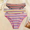 3PCS/Set Women Cotton Seamless Panties for Female Underwear Panty Sexy Colorful Striped Lingerie Letter Waist Brief