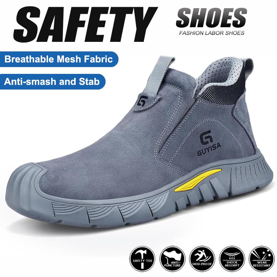 Welding Work Boots for Men Non Slip Steel Toe Shoes Indestructible Steel Toe Boots Construction Men's Work & Safety Footwear