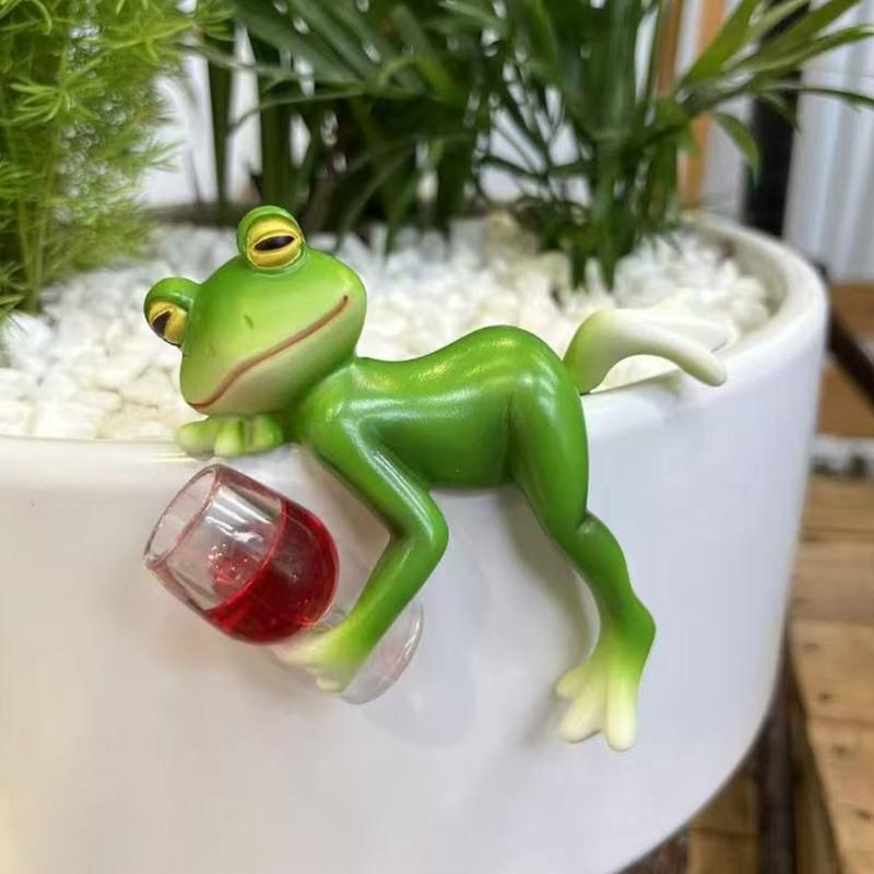 Frogs Statues Pot Huggers Decorations for Plant,Miniature Frogs Figurine Garden Decors Outdoor Plant Hangers Decors