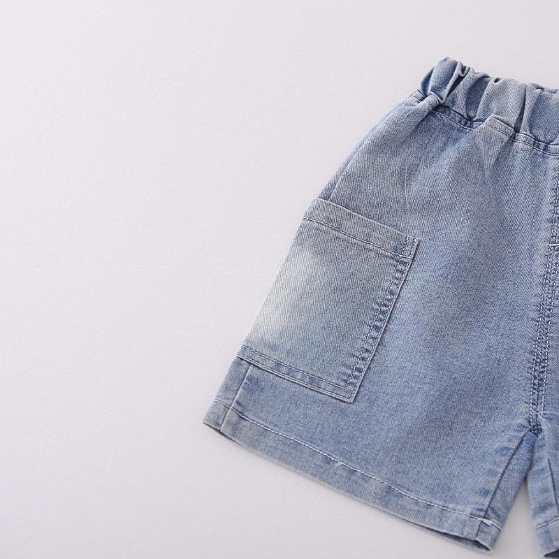 Boys' Korean Style Three-Piece Summer Set: Denim Vest, Stylish Double Pocket, Cool Street Fashion Short Sleeve.