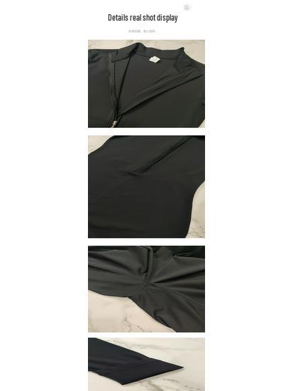 Nude Langarm Yoga-Jumpsuit mit Reißverschluss - High-Intensity Fitnessbekleidung