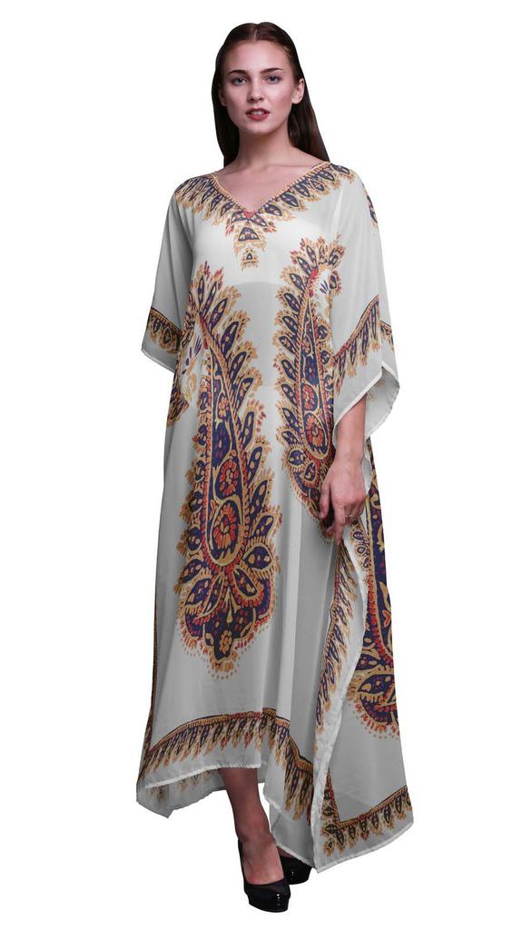 Phagun Floral & Paisley Ladies Kaftan Holiday Loungewear Maxi Dress Beach