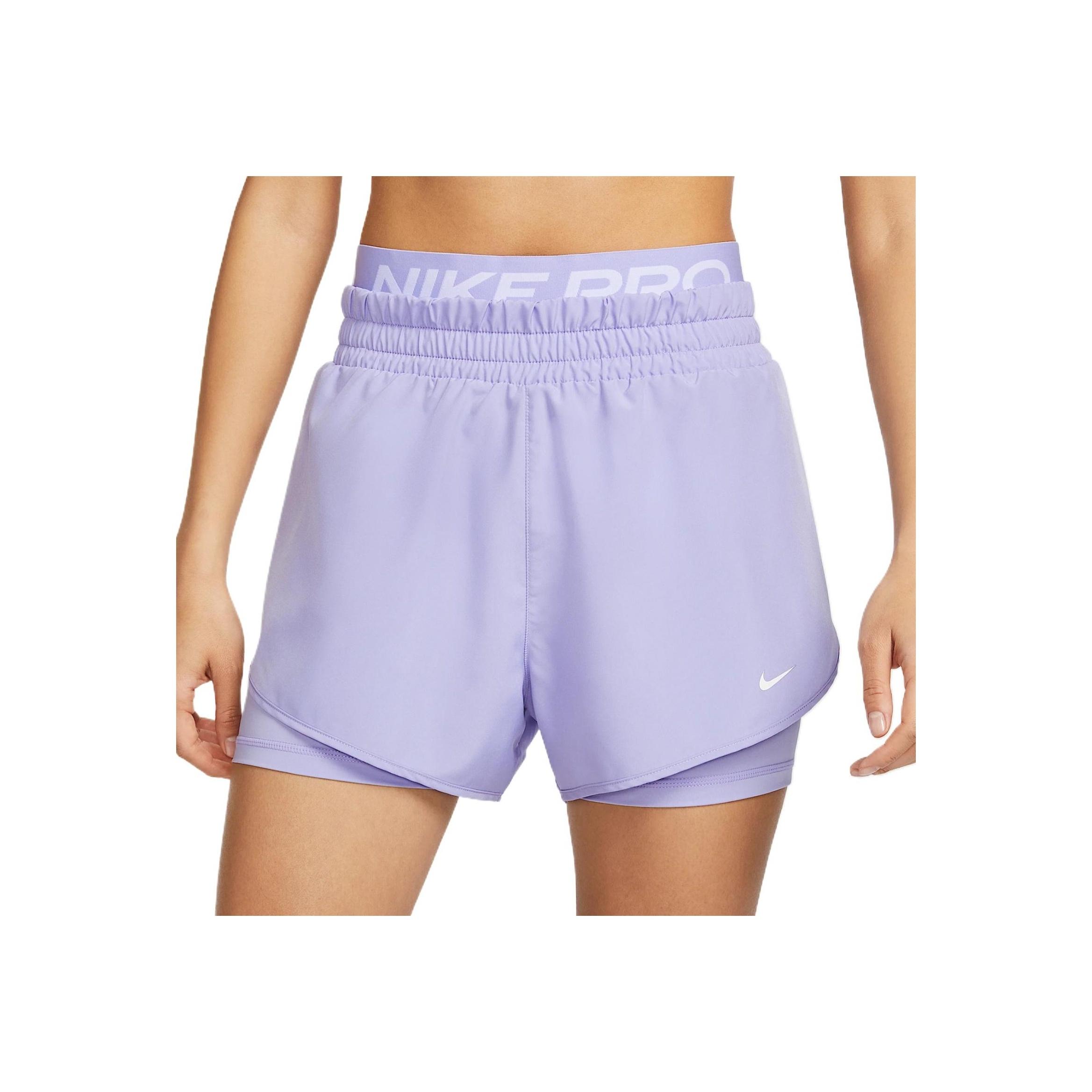 Nike Pro Dri-Fit Two-In-One Fashionable Trendy Simple Solid Color Sports Shorts Women Shorts Purple HJ1205-533 M